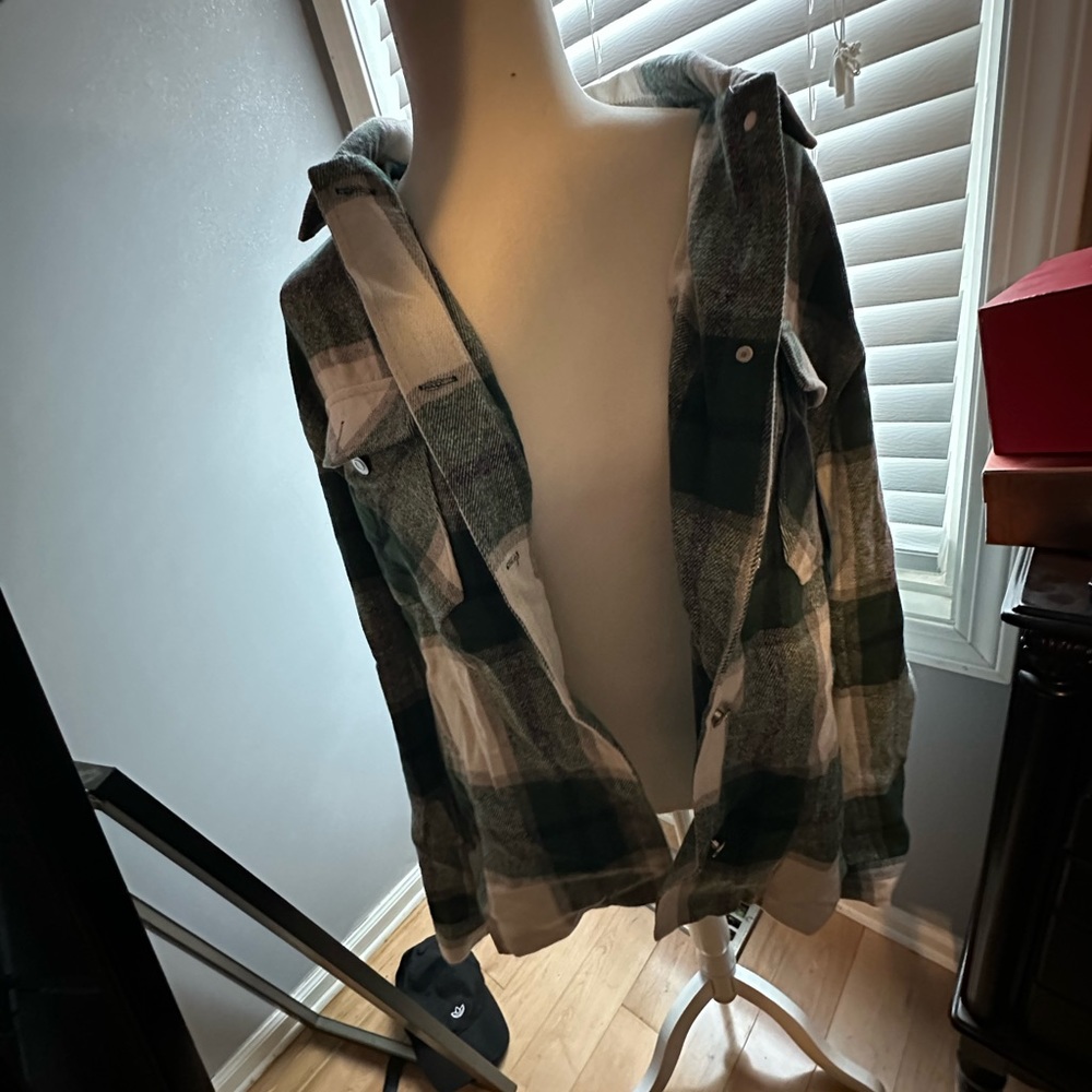 Olive green plaid shacket